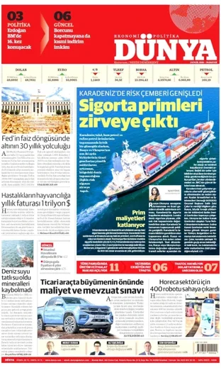 Dünya Gazetesi 21 Eylül 2026 günün manşeti