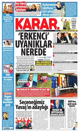 Karar Gazetesi 21 Eylül 2026 günün manşeti