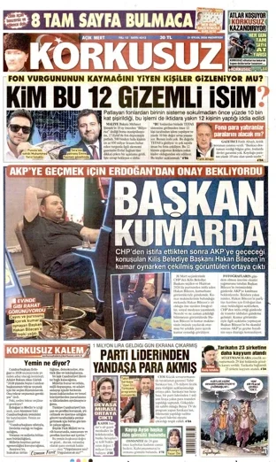 Korkusuz Gazetesi 21 Eylül 2026 günün manşeti