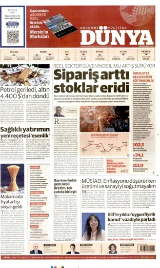 Dünya Gazetesi 22 Eylül 2026 günün manşeti