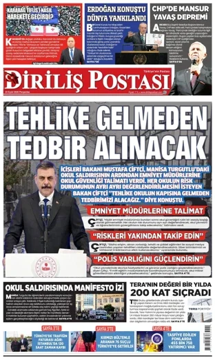 Diriliş Postası Gazetesi 24 Eylül 2026 günün manşeti