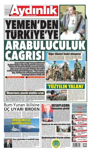 Aydınlık Gazetesi 25 Eylül 2026 günün manşeti