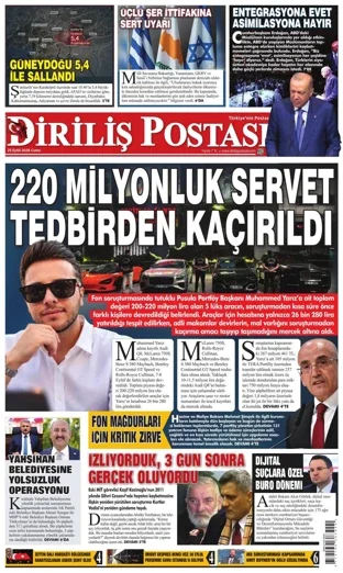 Diriliş Postası Gazetesi 25 Eylül 2026 günün manşeti