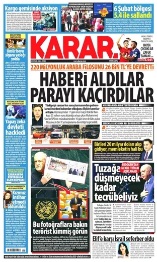 Karar Gazetesi 25 Eylül 2026 günün manşeti