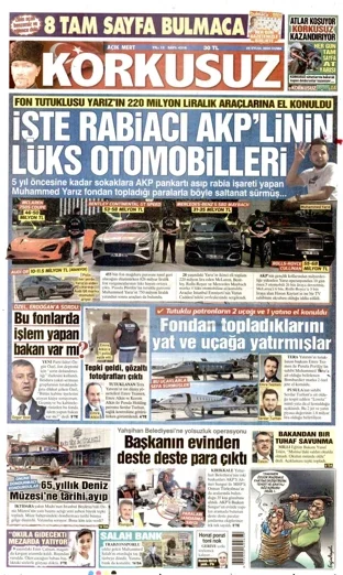 Korkusuz Gazetesi 25 Eylül 2026 günün manşeti