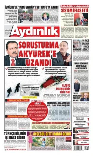 Aydınlık Gazetesi 26 Eylül 2026 günün manşeti