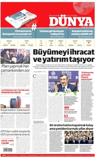 Dünya Gazetesi 26 Eylül 2026 günün manşeti