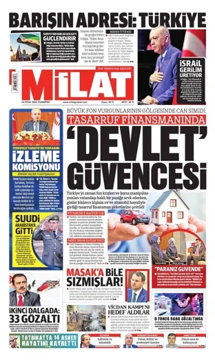 Milat Gazetesi 26 Eylül 2026 günün manşeti