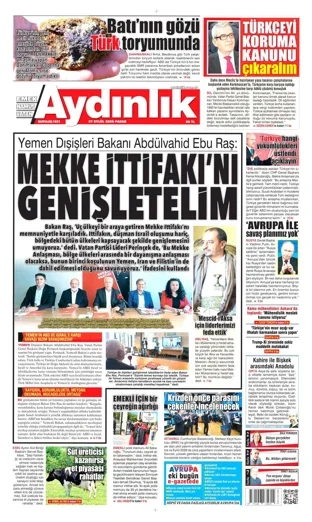 Aydınlık Gazetesi 27 Eylül 2026 günün manşeti