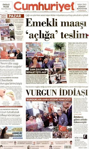 Cumhuriyet Gazetesi 27 Eylül 2026 günün manşeti