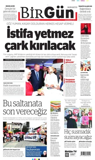 Birgün Gazetesi 28 Eylül 2026 günün manşeti