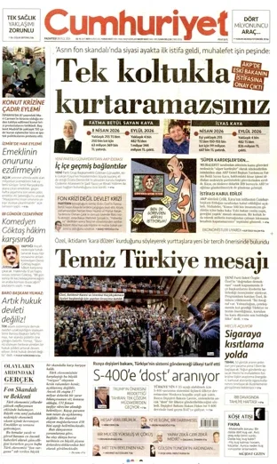 Cumhuriyet Gazetesi 28 Eylül 2026 günün manşeti