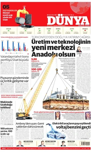 Dünya Gazetesi 28 Eylül 2026 günün manşeti