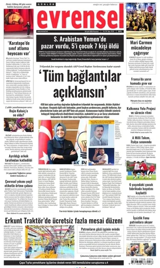 Evrensel Gazetesi 28 Eylül 2026 günün manşeti