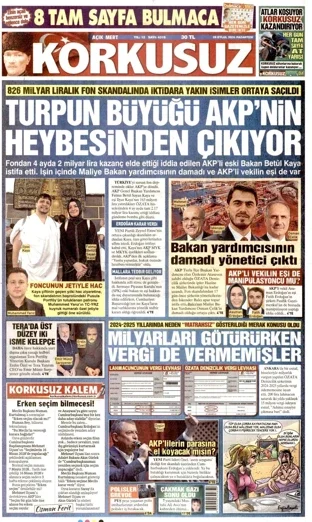 Korkusuz Gazetesi 28 Eylül 2026 günün manşeti