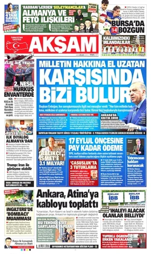 Akşam Gazetesi 29 Eylül 2026 günün manşeti