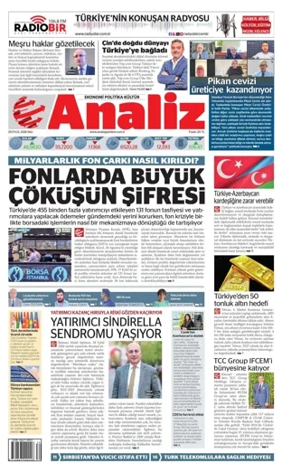 Analiz Gazetesi 29 Eylül 2026 günün manşeti