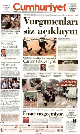 Cumhuriyet Gazetesi 30 Eylül 2026 günün manşeti