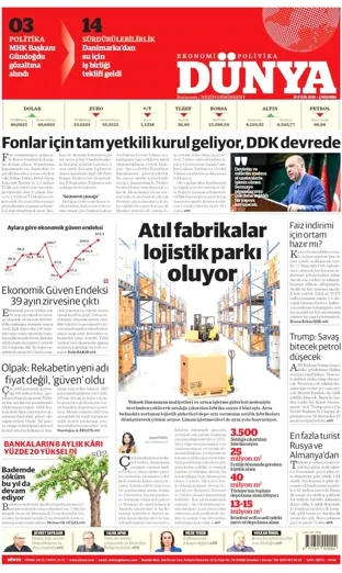 Dünya Gazetesi 30 Eylül 2026 günün manşeti