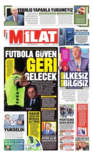 Milat Gazetesi 30 Eylül 2026 günün manşeti