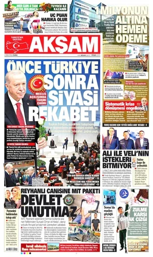Akşam Gazetesi 2 Ekim 2026 günün manşeti