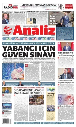 Analiz Gazetesi 2 Ekim 2026 günün manşeti