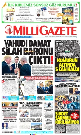 Milli Gazete 3 Ekim 2026 günün manşeti