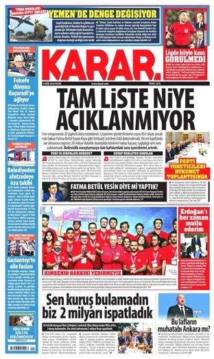 Karar Gazetesi 4 Ekim 2026 günün manşeti