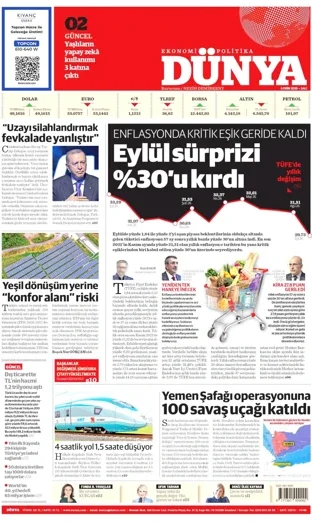 Dünya Gazetesi 6 Ekim 2026 günün manşeti