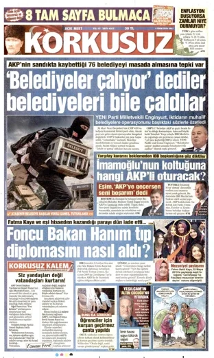 Korkusuz Gazetesi 6 Ekim 2026 günün manşeti