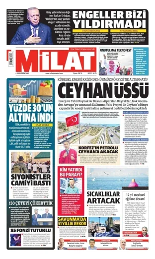 Milat Gazetesi 6 Ekim 2026 günün manşeti