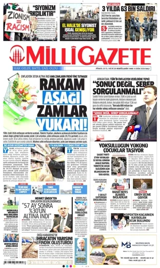 Milli Gazete 6 Ekim 2026 günün manşeti