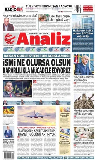 Analiz Gazetesi 7 Ekim 2026 günün manşeti