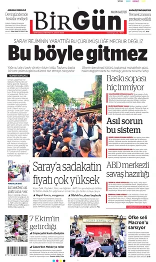 Birgün Gazetesi 7 Ekim 2026 günün manşeti