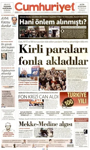 Cumhuriyet Gazetesi 7 Ekim 2026 günün manşeti