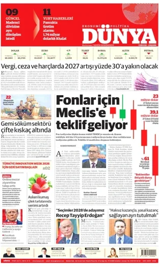 Dünya Gazetesi 7 Ekim 2026 günün manşeti