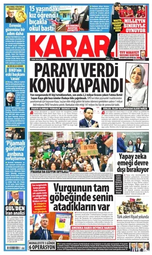 Karar Gazetesi 7 Ekim 2026 günün manşeti