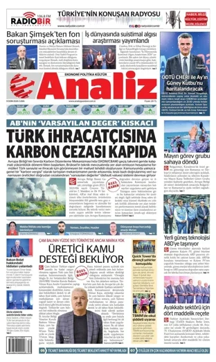Analiz Gazetesi 9 Ekim 2026 günün manşeti