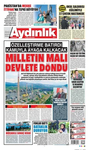 Aydınlık Gazetesi 9 Ekim 2026 günün manşeti