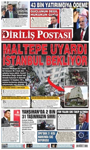 Diriliş Postası Gazetesi 9 Ekim 2026 günün manşeti