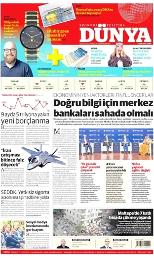 Dünya Gazetesi 9 Ekim 2026 günün manşeti