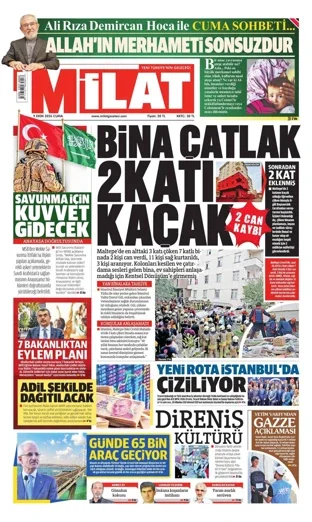 Milat Gazetesi 9 Ekim 2026 günün manşeti