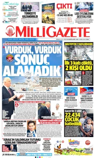 Milli Gazete 9 Ekim 2026 günün manşeti