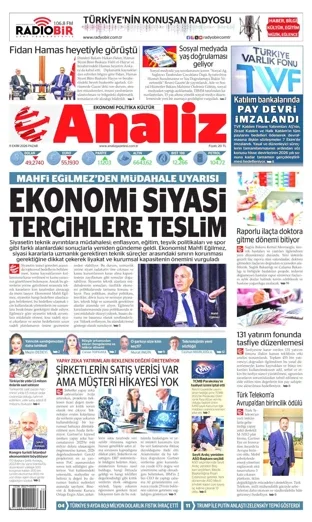 Analiz Gazetesi 11 Ekim 2026 günün manşeti