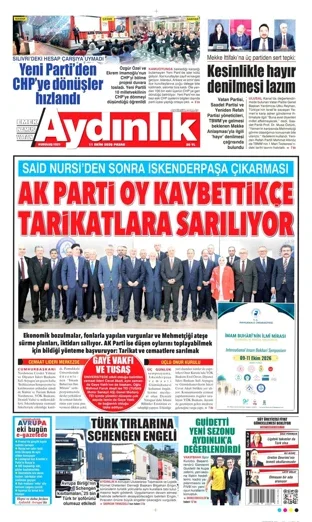 Aydınlık Gazetesi 11 Ekim 2026 günün manşeti