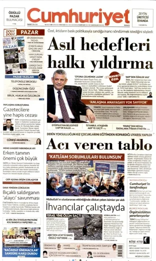 Cumhuriyet Gazetesi 11 Ekim 2026 günün manşeti