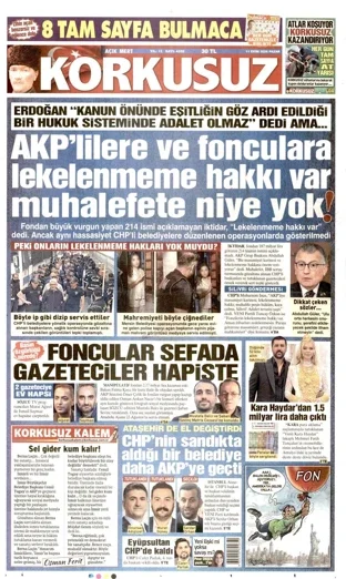 Korkusuz Gazetesi 11 Ekim 2026 günün manşeti