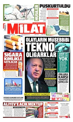 Milat Gazetesi 11 Ekim 2026 günün manşeti