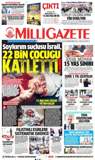 Milli Gazete 11 Ekim 2026 günün manşeti