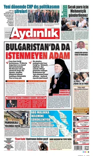 Aydınlık Gazetesi 12 Ekim 2026 günün manşeti